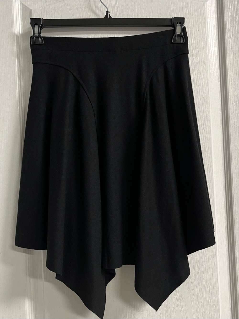 Helmut Lang Black Asymmetrical Wool Handkerchief Hem Skirt